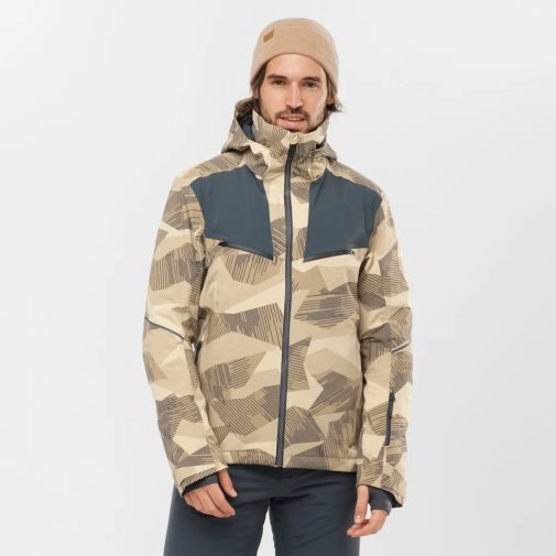 Camo Salomon Brilliant Insulated Men's Ski Jackets | PH 87539R